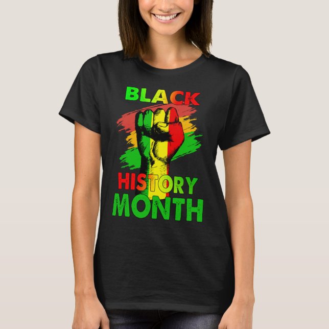 T-shirt Black Histoire Mois Poing Cadeau Femmes (Devant)