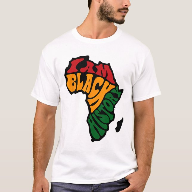 T-shirt Black Histoire Mois Vêtements Afrique Carte Kente  (Devant)
