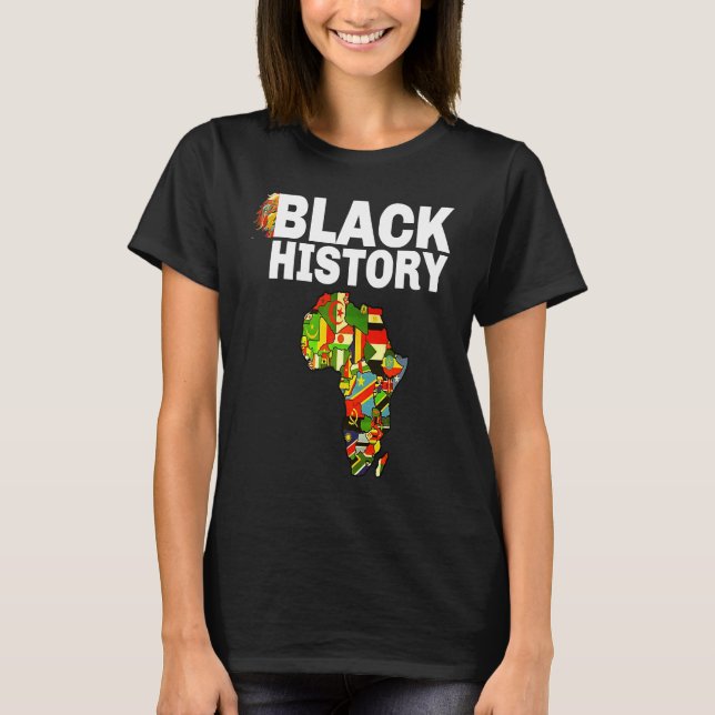 T-shirt Black History Africa Map African Flag Pride (Devant)