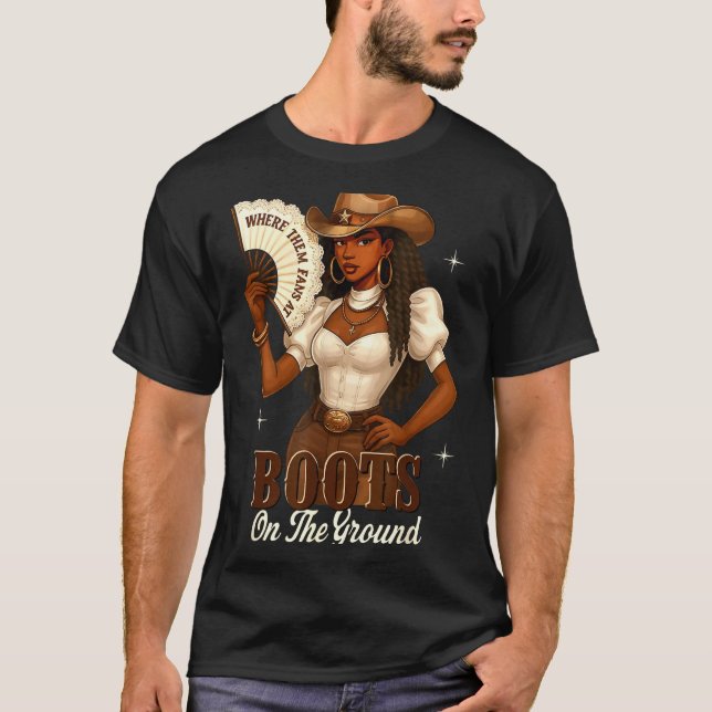 T-shirt Black History Boots On The Ground Cowgirl Western  (Devant)