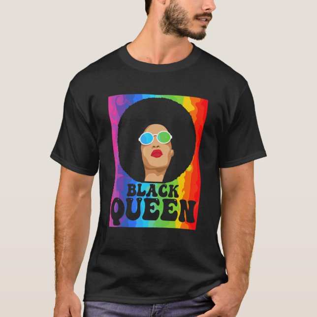 T-shirt Black History Mois Black Queen Black Pride Afro W (Devant)