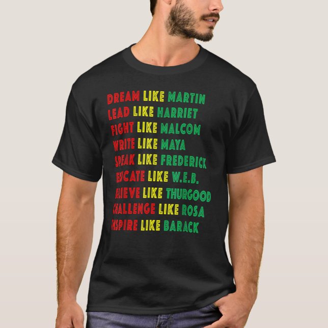 T-shirt Black History Mois Chemise Black Pride Leaders Bla (Devant)