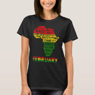 T-shirt Black History Mois Chemise Carte Africaine Couleur