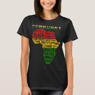 T-shirt Black History Mois Chemise Carte Africaine Couleur