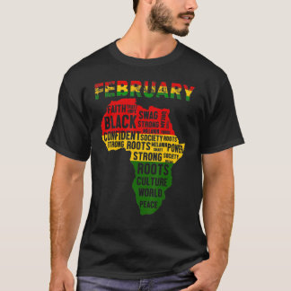 T-shirt Black History Mois Chemise Carte Africaine Couleur