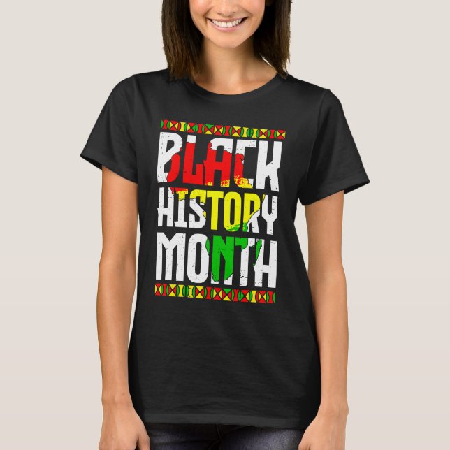 T-shirt Black History Month African Map Flag Afro Freedom (Devant)