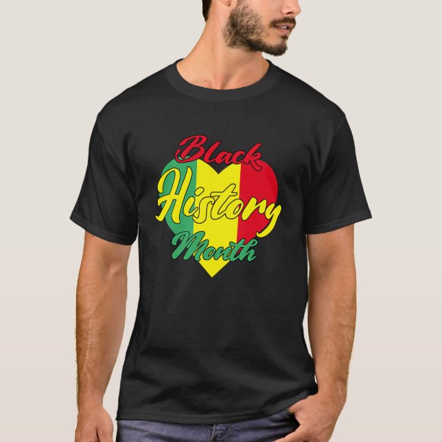T-shirt Black History Month African Proud Afro Valentines  (Devant)