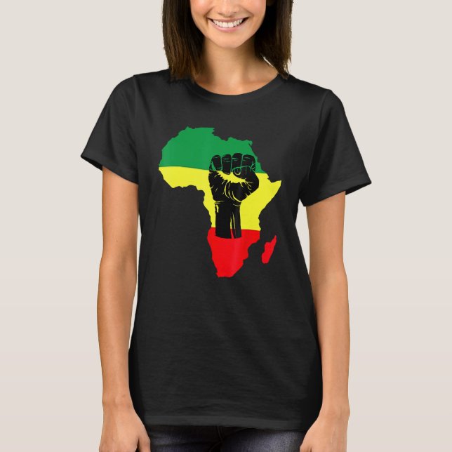 T-shirt Black History Month Celebration African Map Fist T (Devant)