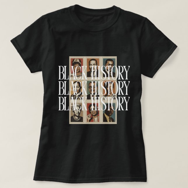T-shirt Black History Month Figures Custom Graphic Tee (Design devant)