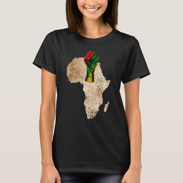 T-shirt Black History Month Fist African Afro Pride Women  (Devant)