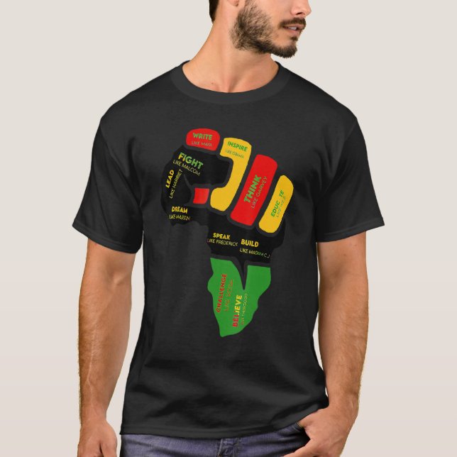T-shirt Black History Month Fist Black Power African Women (Devant)