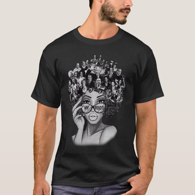 T-shirt Black History Month  I Love My Roots Back Powerful (Devant)
