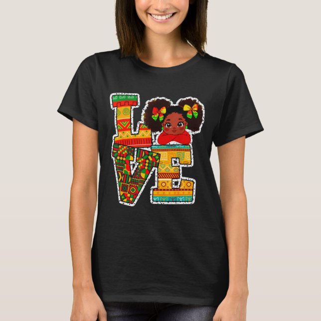 T-shirt Black History Month Love Afro Toddler Girls Americ (Devant)