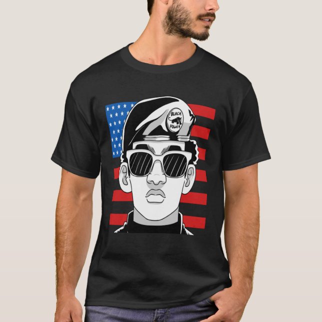 T-shirt Black History Month Panther Party American Flag 19 (Devant)