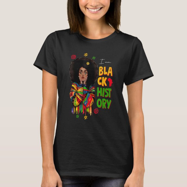 T-shirt Black History Month Shirt Girls African Woman Afro (Devant)