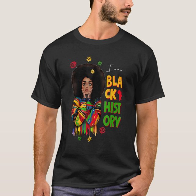 T-shirt Black History Month Shirt Girls African Woman Afro (Devant)