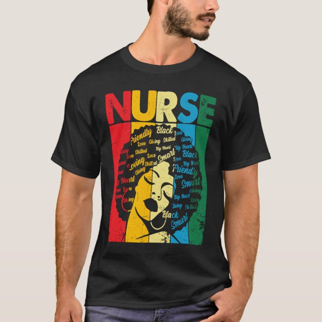T-shirt Black History Nurse African American Pride Afro Wo (Devant)