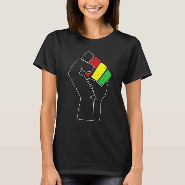 T-shirt Black History Power Fist Africa Flag African Ameri (Devant)