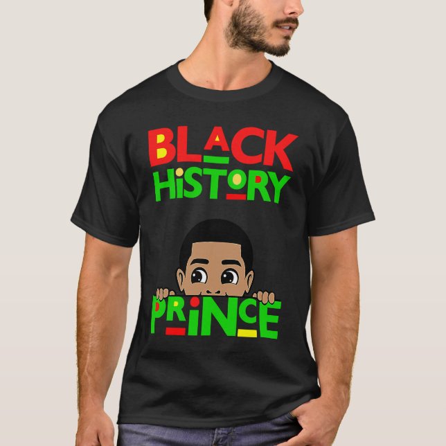 T-shirt Black History Prince Melanin Boy Son Bruh Brown Sk (Devant)