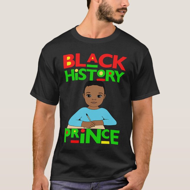T-shirt Black History Prince Melanin Boy Son Bruh Brown Sk (Devant)