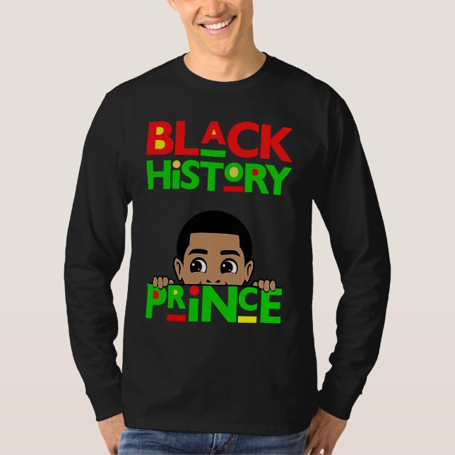 T-shirt Black History Prince Melanin Boy Son Bruh Brown Sk (Devant)