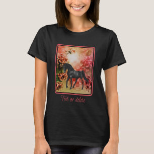 T-shirt Black Horse Flowers Imaginaire Art Personnalisé