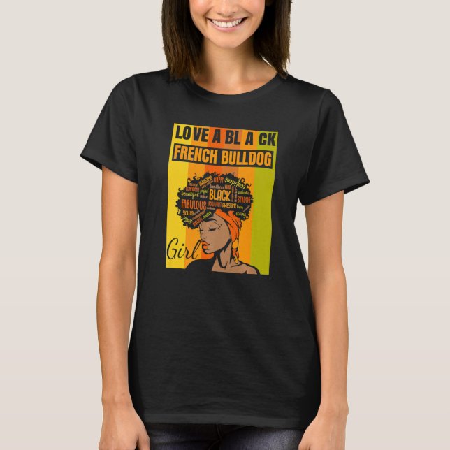 T-shirt Black Independence Day - French Bulldog Girl Premi (Devant)