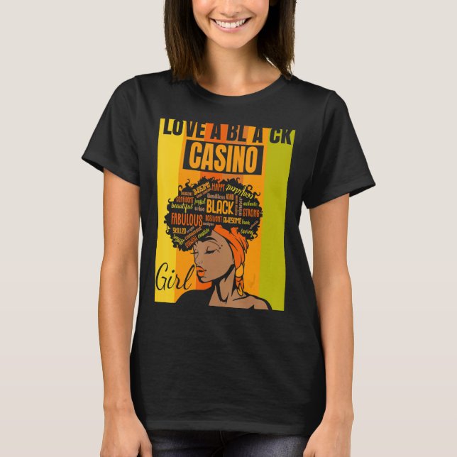 T-shirt Black Independence Day Love a Black Casino Girl (Devant)