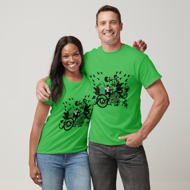 T-shirt Black Irish Swirls et Leprechauns (Unisexe)