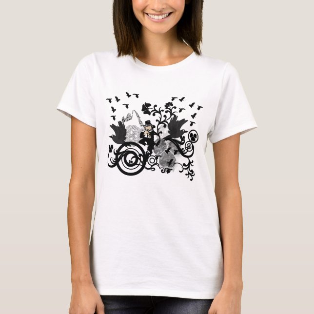 T-shirt Black Irish Swirls et Leprechauns (Devant)