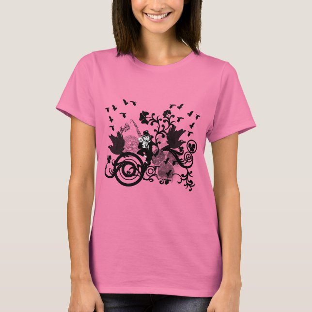 T-shirt Black Irish Swirls et Leprechauns (Devant)