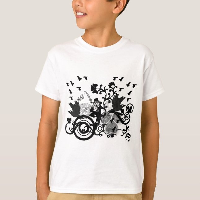 T-shirt Black Irish Swirls et Leprechauns (Devant)
