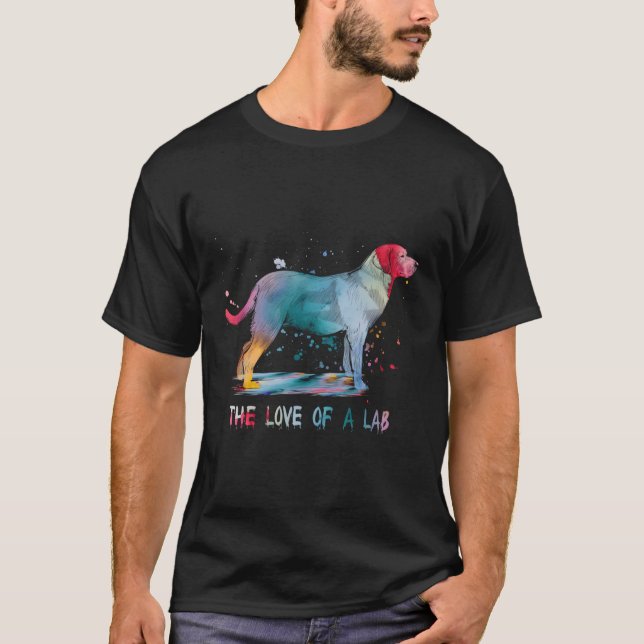 T-shirt Black Jaune Et Chocolat Lab Love Labrador (Devant)