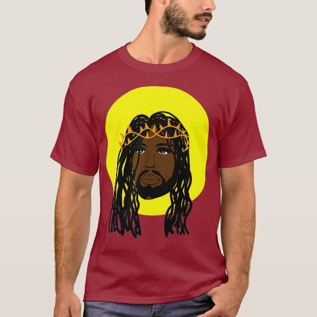 T-shirt Black Jesus Locs African American Religion (Devant)