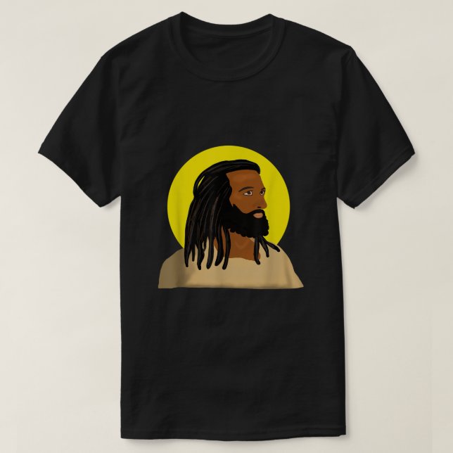 T-shirt Black Jesus Locs African American Religion (Design devant)