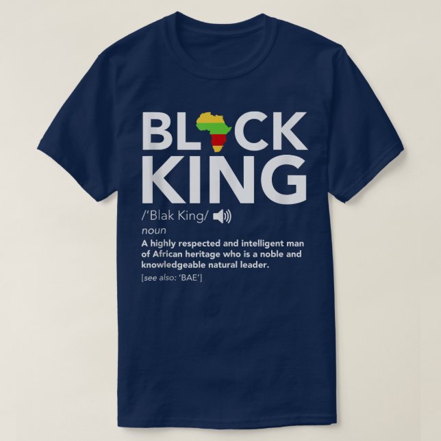 T-shirt Black King Definition African Pride Melanin Educat (Design devant)