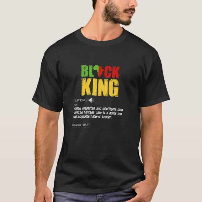T-shirt Black King Definition African Pride Melanin Educat (Devant)