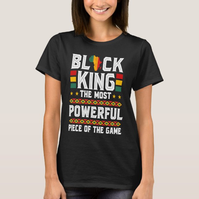 T-shirt Black King The Most Powerful Piece in The Game Mel (Devant)