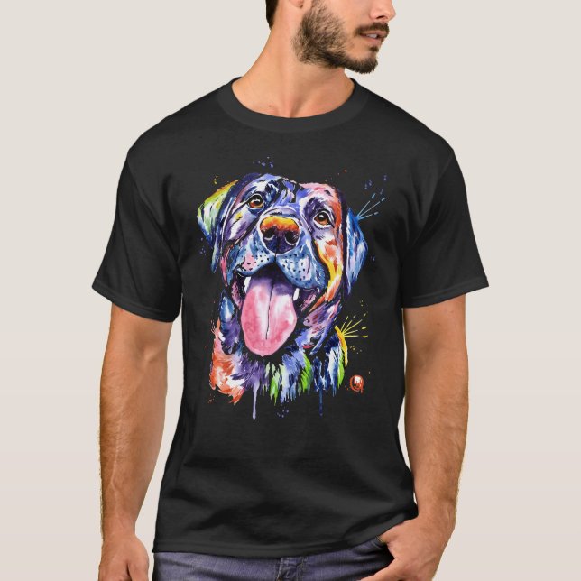 T-shirt Black Lab Aquarelle Animaux de compagnie Peinture  (Devant)