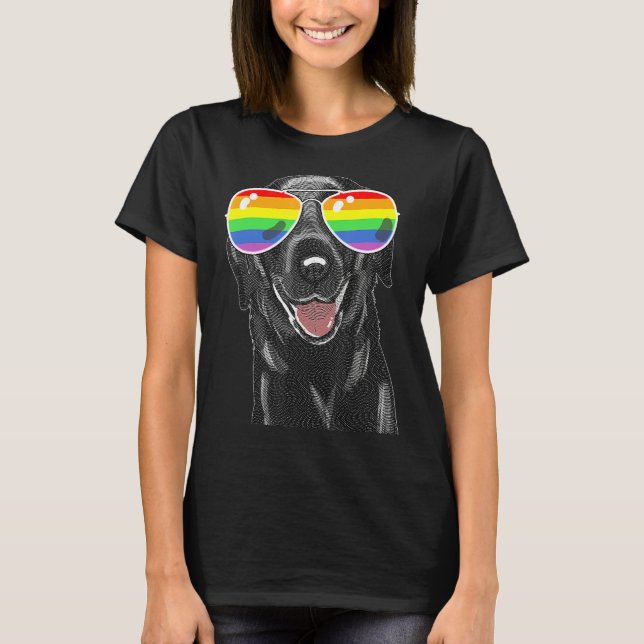 T-shirt Black Lab Chien Gay pride Lunettes de soleil LGBT (Devant)
