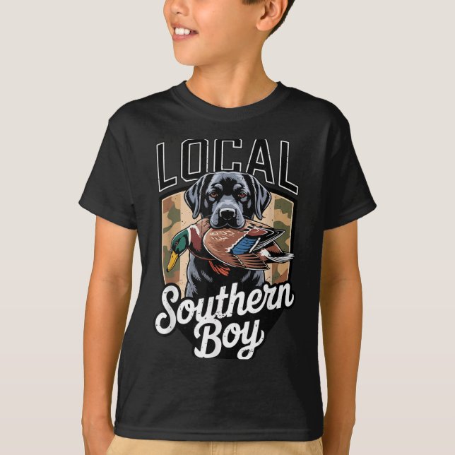 T-shirt Black Lab Dog Local Southern Boy Camo Duck Hunting (Devant)