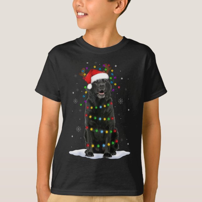 T-shirt Black Lab Labrador Christmas Tree Light Pyjama Chi (Devant)