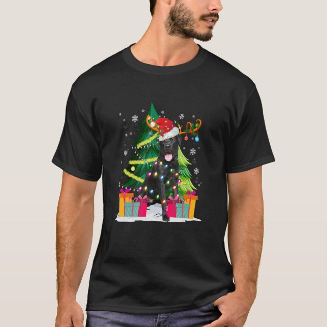 T-shirt Black Lab Labrador Christmas Tree Light Pyjama Chi (Devant)