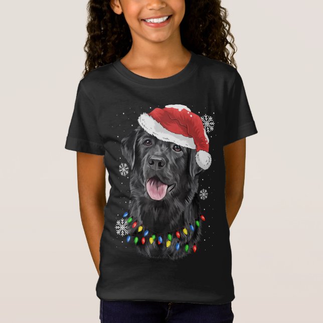 T-Shirt Black Lab Labrador Christmas Tree Light Pyjama Chi (Devant)