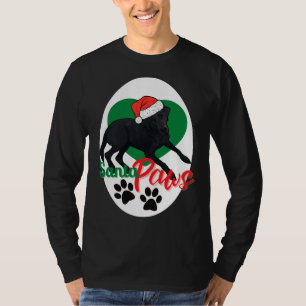 T-shirt Black Lab Père Noël Paws Christmas Chien
