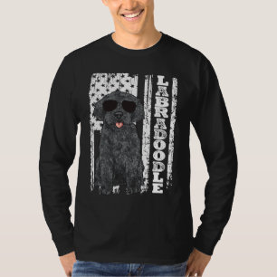 T-shirt Black Labradoodle Chien Drapeau Américain Labradoo