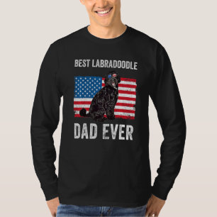 T-shirt Black Labradoodle Papa American Flag Dog Propriéta