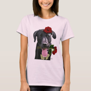 T-shirt Black Labrador avec Roses 2