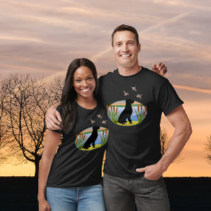 T-shirt Black Labrador Birg Sunset Oval