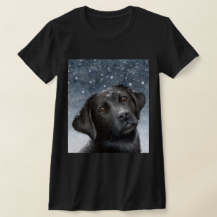 T-shirt Black Labrador Chien 100 neige hivernale